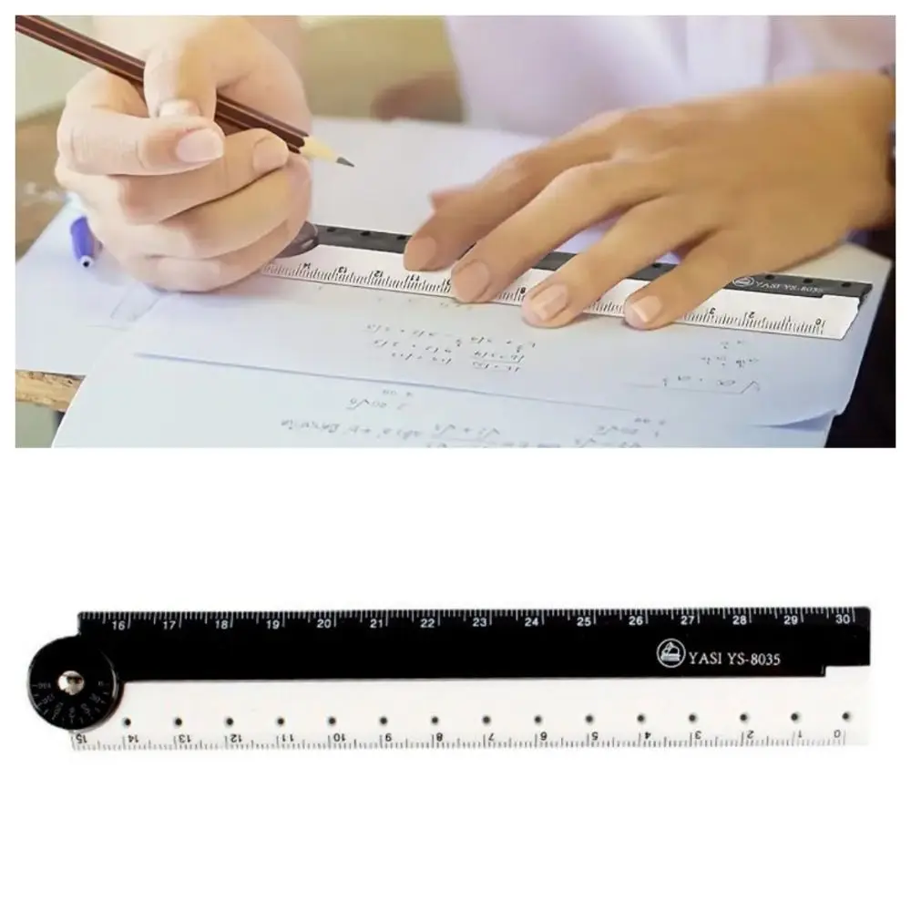 Simple Black And White Folding Ruler Drawing Plastic Straight Ruler Measuring Multifunctional Scale Ruler Stationery