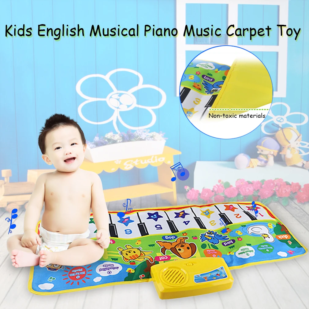 OCDAY 71X28cm Baby English Musical Piano Music Carpet Baby Kids Play Mat Blanket Educational Electronic Baby Toys Gift