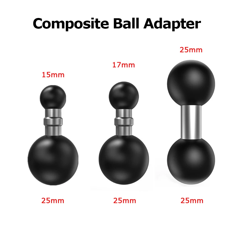 25mm to 15mm/17mm/25mm Composite Ball Adapter For Industry Standard Dual Ball Socket Mounting arms Works For Garmin GPS Bracke