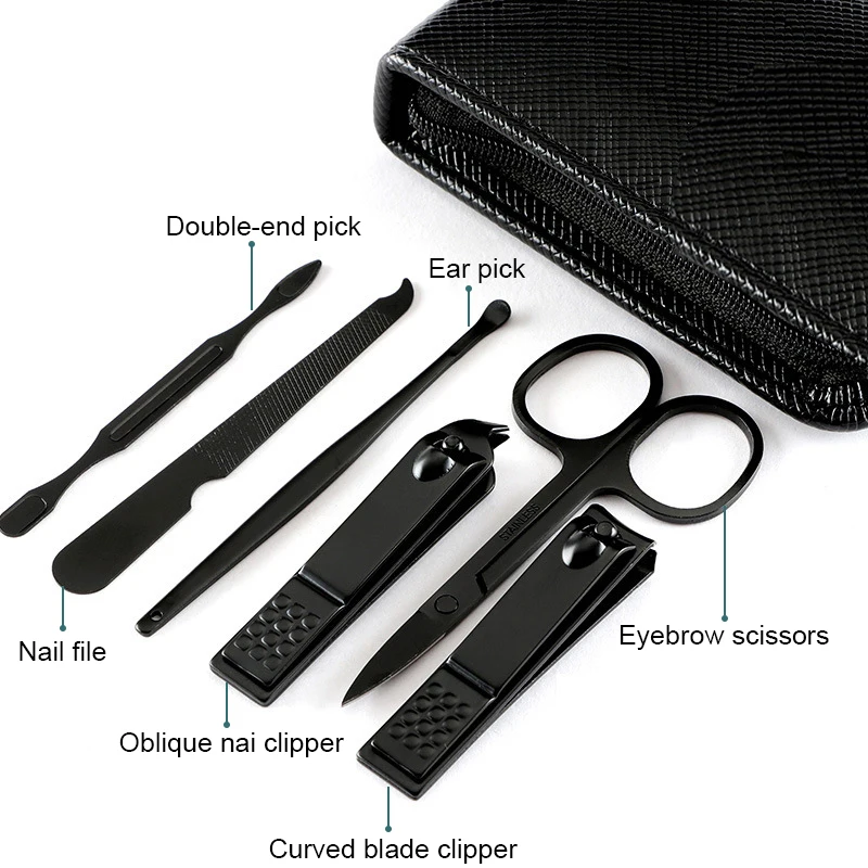 New 6Pcs Portable Manicure Set Pedicure Kits Eyebrow Scissors Manicure Scissors Dark Green Nail Clipper Set Personal Care Tools