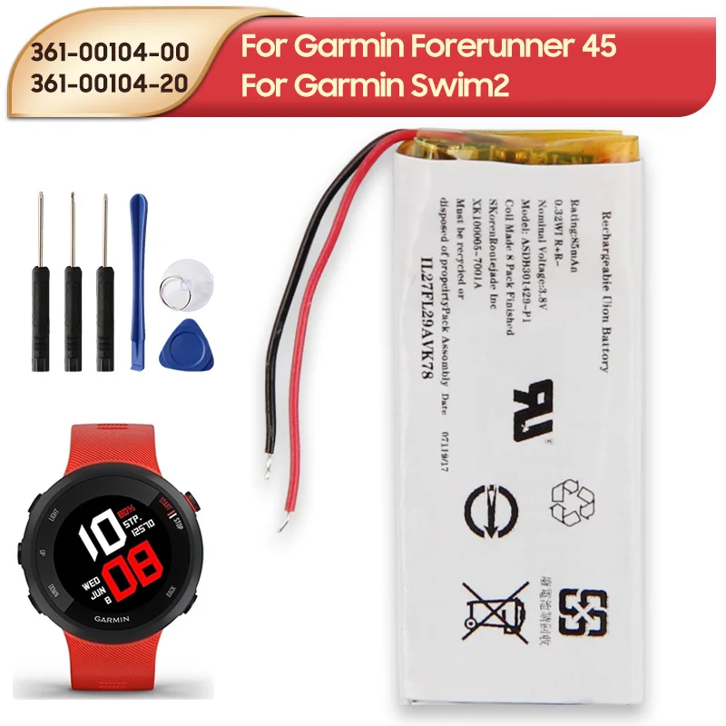 Original Replacement Battery 361-00104-20 361-00104-00 For Garmin Forerunner 45 Garmin Swim2 Batteries 85mAh