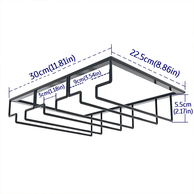 Under Cabinet Stemware Stand Hanging Shelf Bar Hanger Glass Goblet Iron Rack Bar Tool Iron Wine Rack Glass Holder