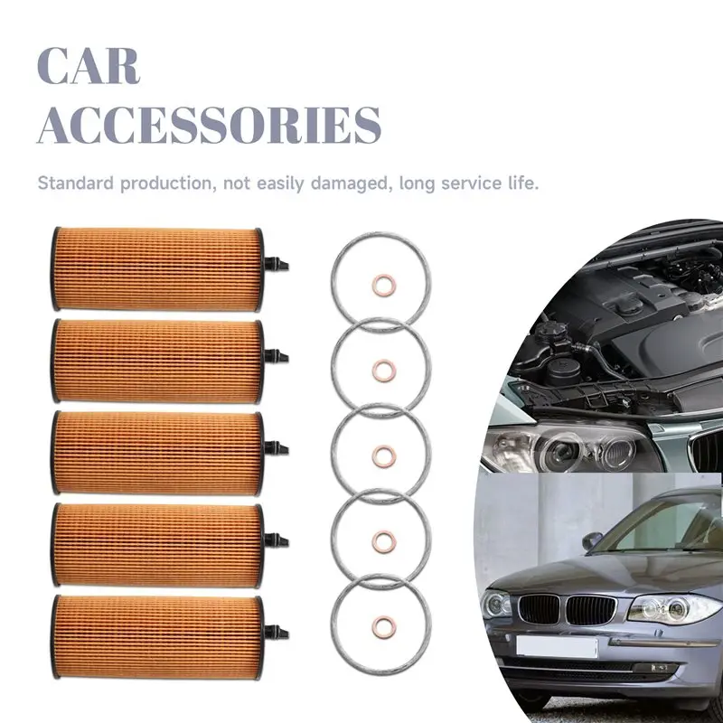 For BMW 1 Series E88 118D 120D 123D 2008- 2013 X3 E83 2007 2008- 2010 2.0L Engine Oil Filter 5PCS 11427807177-A91R