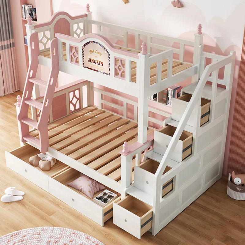 

Solid Wood 1.5 Meters High Low Mother-Child Bed Pull-Out Comfortable Durable Modern Simple Bunk Bed for School Children's