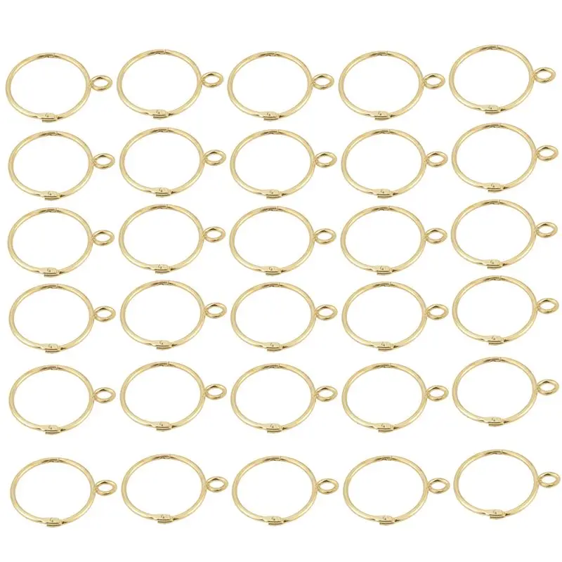THIVN-30 Pcs Openable Gold Curtain Rings Open And Close Metal Rustproof Drapery Loops With Eyelet For Hook Pins (1.5 Inch)