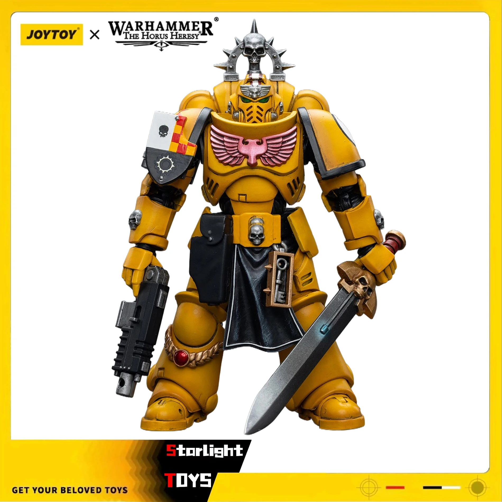

JOYTOY 1/18 Action Figure Warhammer 40K Imperial Fists Lieutenant with Power Sword Model Toy Gifts