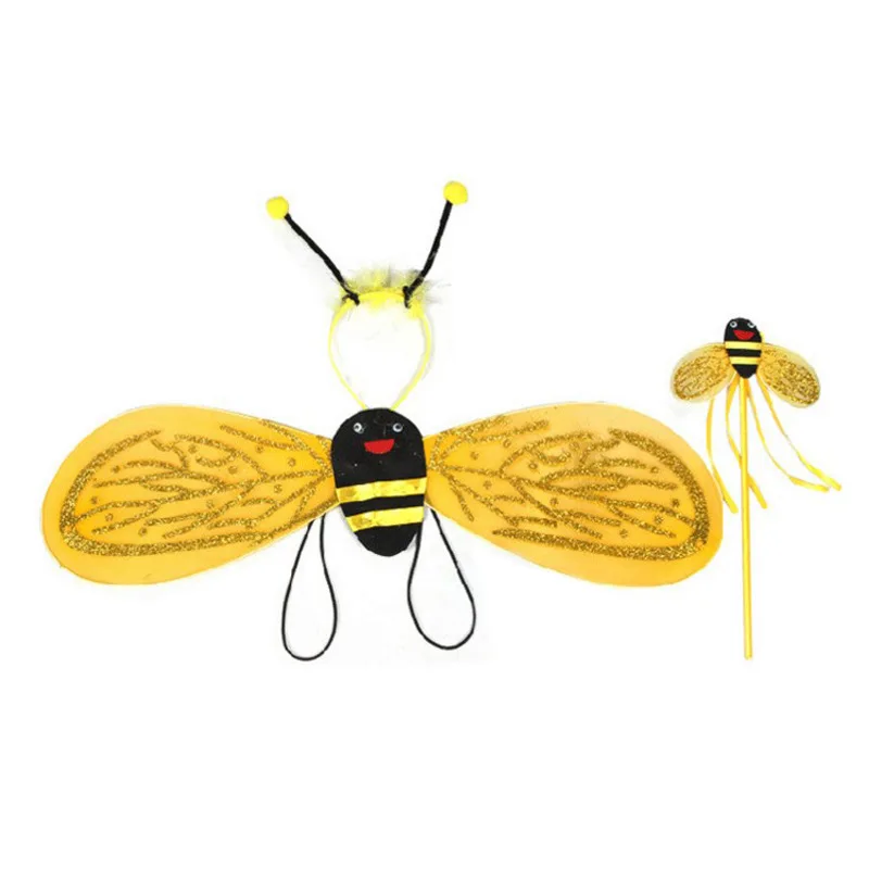 Children's performance costume dance bee wings angel ladybug four piece set yellow performance costume stage props