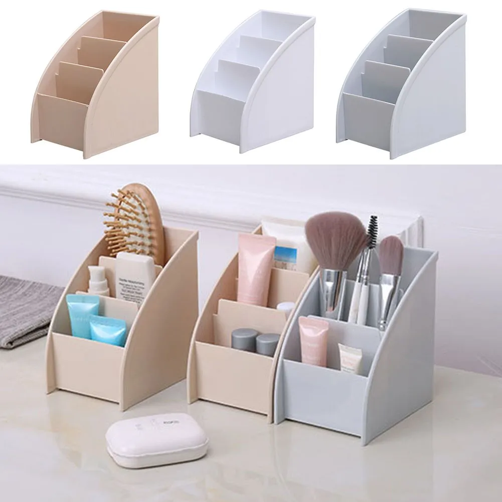 Storage Storage Box Tabletop Three-grid Container Holder Ladder-shaped Pen Box Plastic Remote Control Stationery