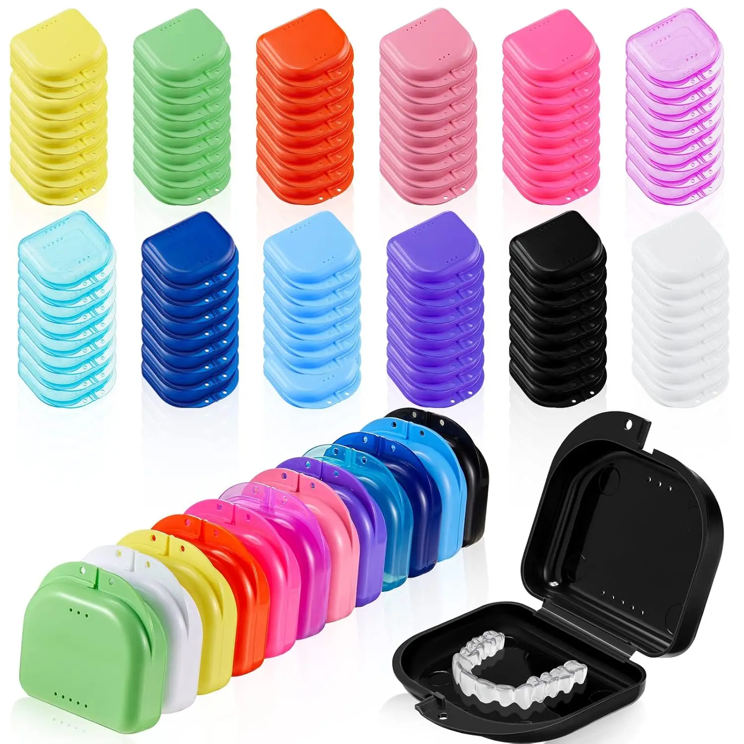

30pcs Mini Retainer Case, Plastic Teeth Orthodontic Retainer Mouth Guard Case Orthodontic Denture Storage Box Denture