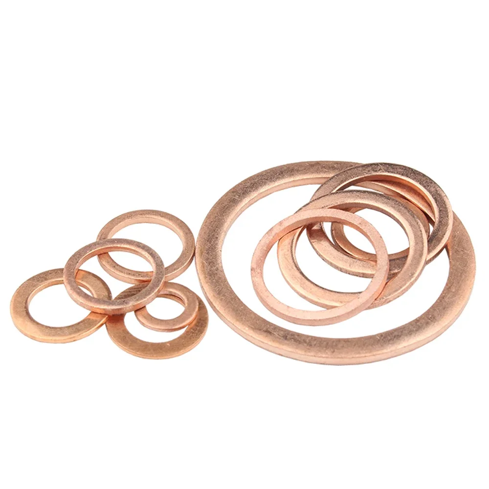 10-50Pcs M5 M6 M8 M10 M12 M14 M16 M18 M20 M22 Solid Copper Washer Shim Flat Ring Gasket Rings Seal Plain Spacer Washers