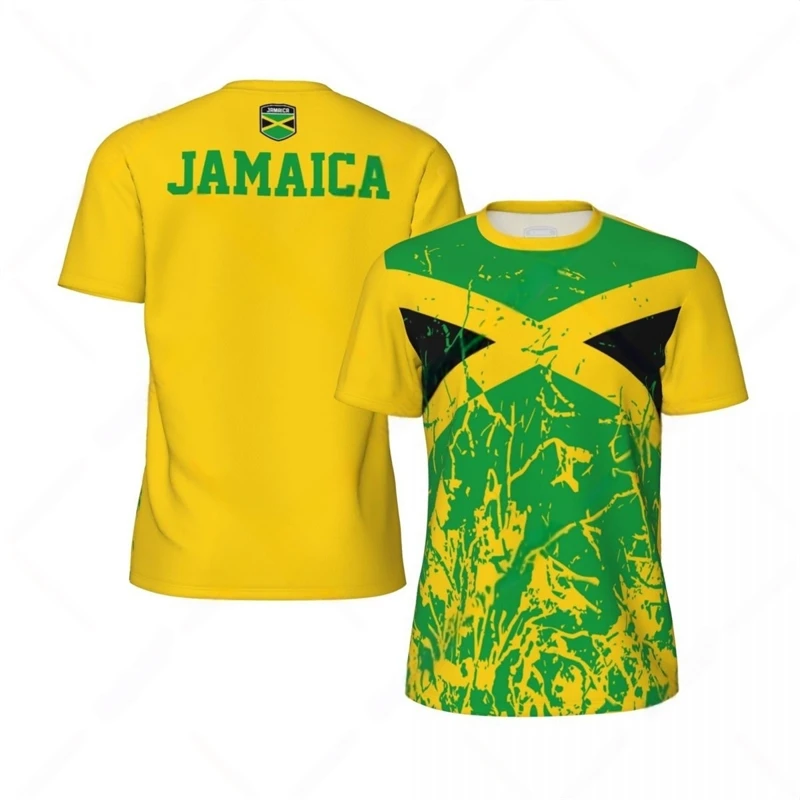 Bestselling Jamaica Flag Pattern Men's Football T-shirt Summer Emblem Printed T-shirt Casual