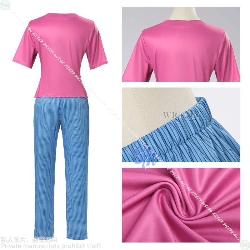 Kostum Cosplay Film Anime Enid Happy Prank Day Kaus Merah Muda Kawaii Manis Celana Biru Piyama Pesta Halloween Horor