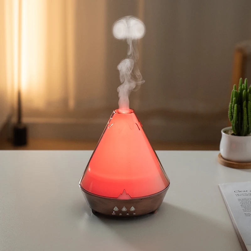 Ultrasonic Volcano Essential Oil Diffuser Jellyfish Spray Humidifier Quiet Mute Mist Maker 7-Color Night Light Desktop Decor