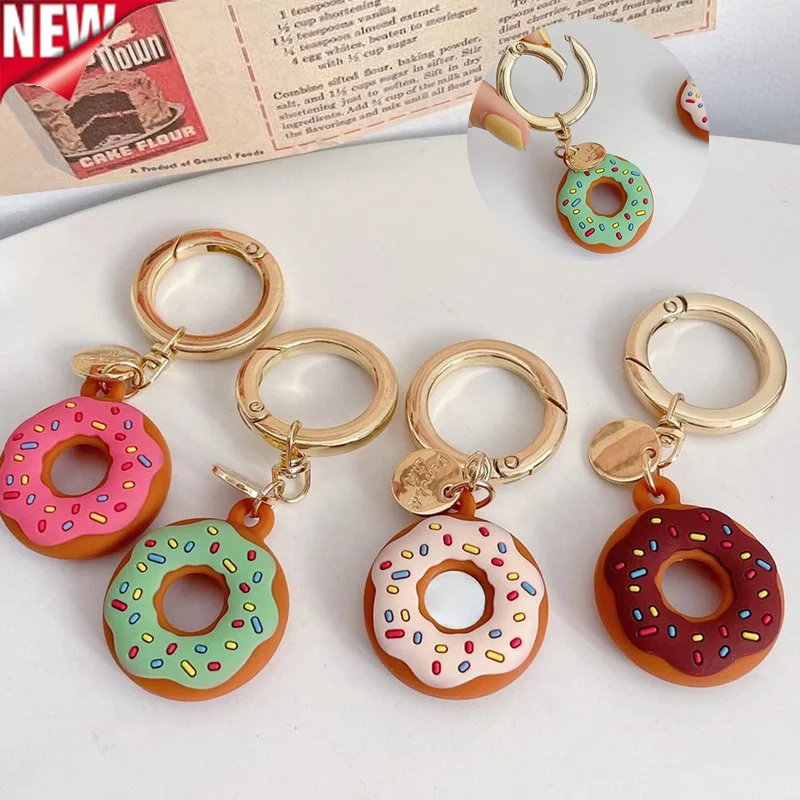 1-4Pcs Cartoon Donut Silicone Case for Apple Airtag Case Dog Collar Finder Protective for Apple Air Tag Tracker Case Accessory