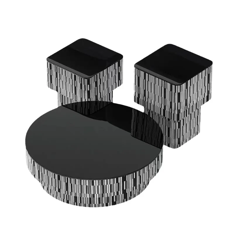 

Italian minimalist high-end modern creative art wind tempered glass coffee table side combination designer round coffee table