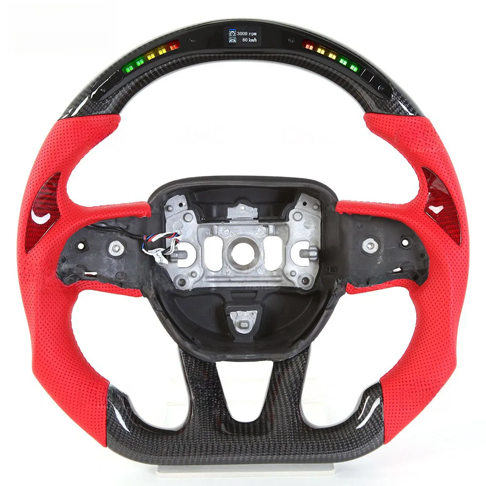 For Dodge Charger Challenger Hellcat LED Carbon Fiber Steering Wheel Modification