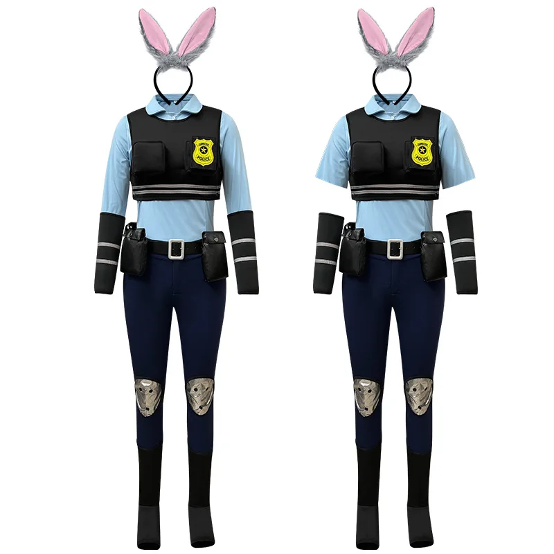 

Judy Officer Cosplay Costume Full Set Women's Cosplay Police Uniform Role Play Accessories Nick Partner Cosplay Halloween Outfit