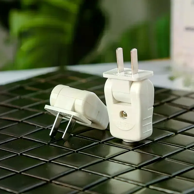 2 Prong White Electrical Plug 180° Rotatable Heat Resistant Durable Shell for Christmas Decoration Light Power Use