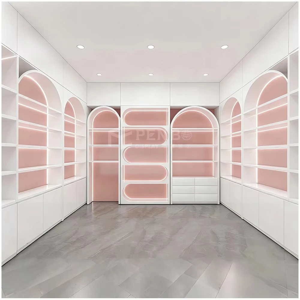 Skin Care Display Shelf Beauty Furniture for Retail Store Makeup Cosmetics Rack Arch Display Cabinet Salon Furniture