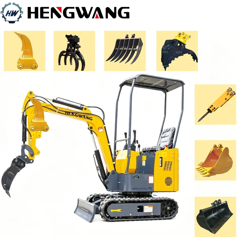 

1 Ton Mini Excavator with Canopy Hydraulic Crawler Digger with Rubber Track for Farm Garden Construction