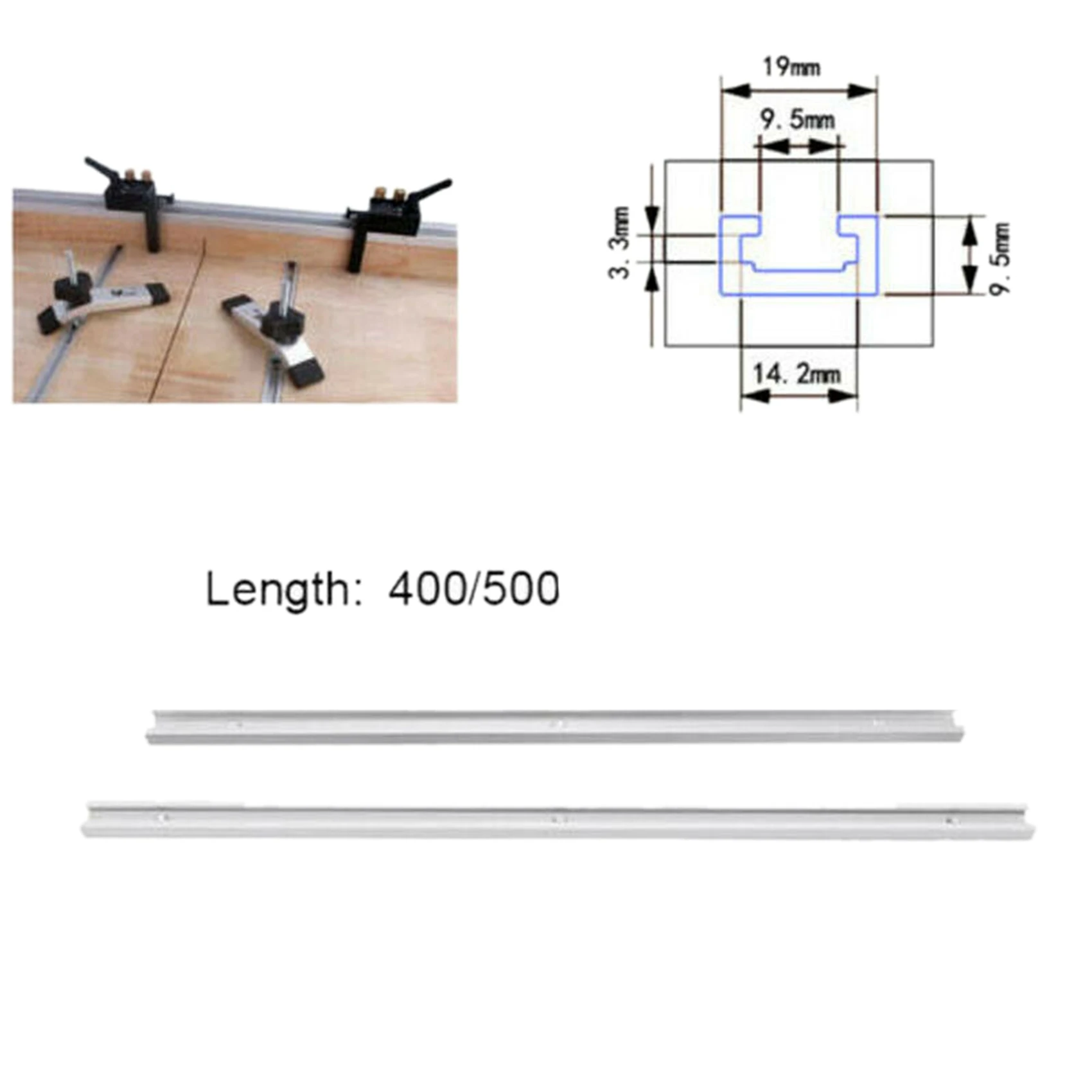 

A83I-2X Aluminium Bar Slider T-Tracks T-Slot Jig Fixture For Table Saw Gauge Rod (500Mm)