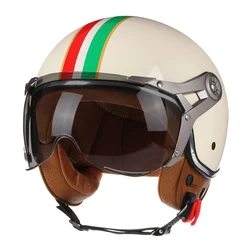 DOT 3/4 Open Face Motorcycle Retro Motorbike Helmets With For Men Women Vintage Chopper Capacete De Moto Bike Cascos Scooter
