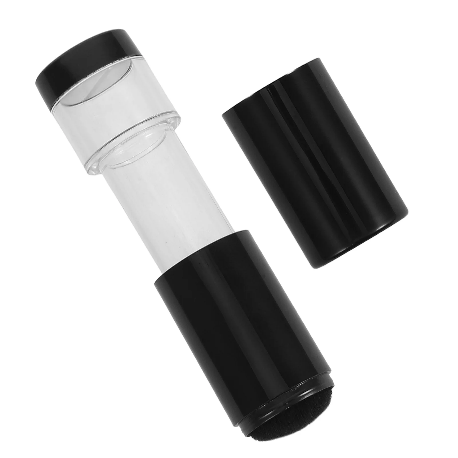 Reise-Make-up-Pinsel mit integriertem Puderspender für Foundation Blush Cosmetics, schwarze Gesichts-Make-up-Pinsel, Pinsel-Applikator