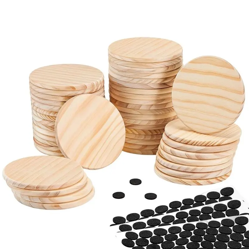 【jour-de-la-grAce】-sous-verres-ronds-en-bois-brut-46-pieces-tranches-de-bois-naturel-brut-de-4-pouces-pour-l'artisanat-avec-base-antiderapante-pour-mariage