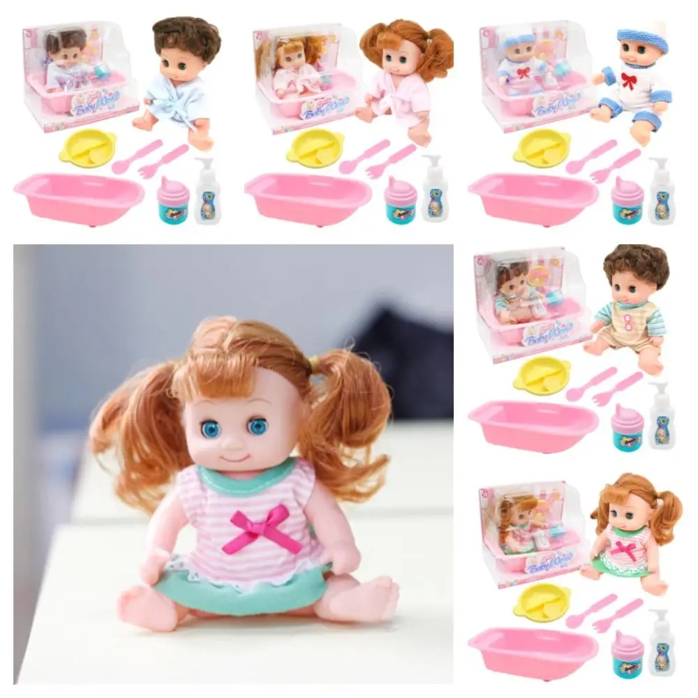 3D Pretend Play Simulation Baby Enamel Doll Cute Beautiful Baby Dolls Playset Cutlery Safety Dress Up Toys Gift