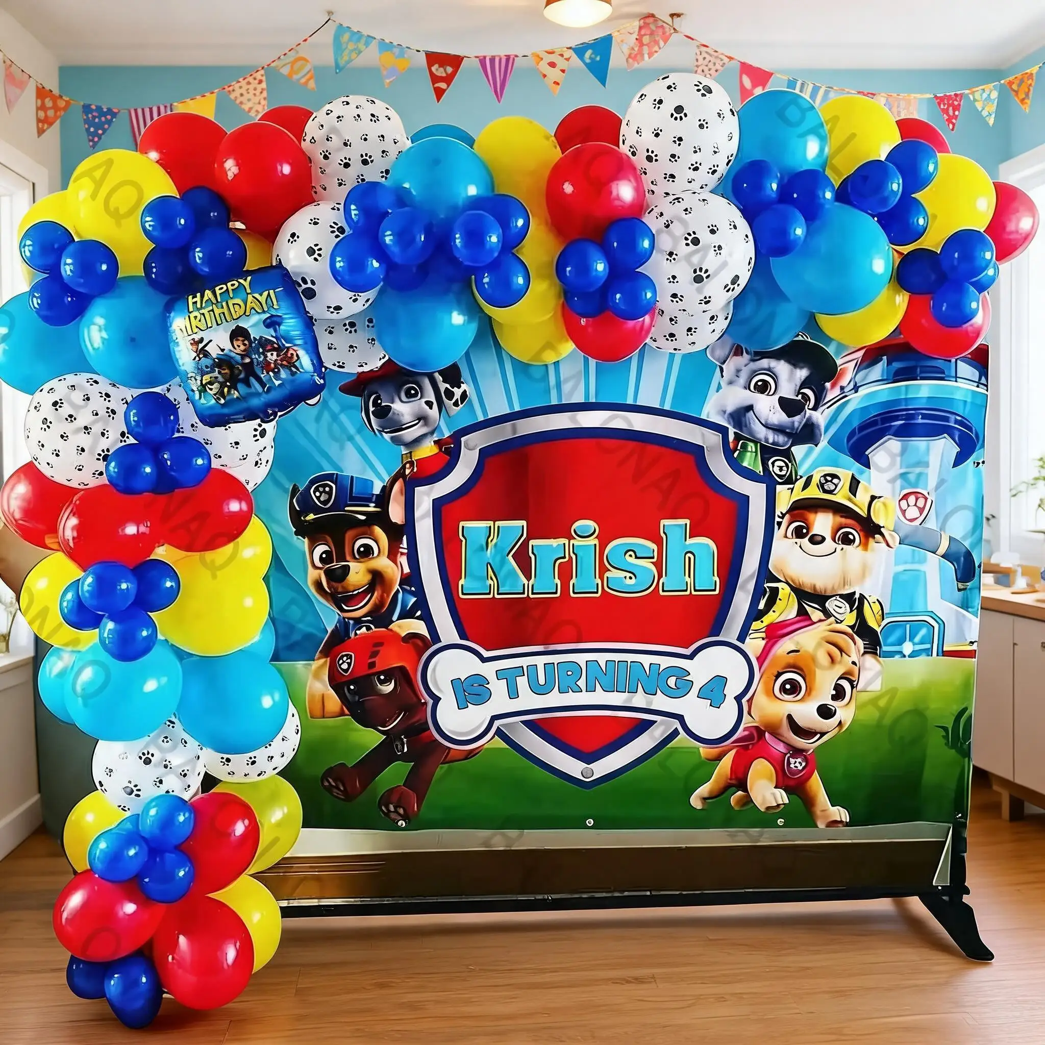 93pcs Paw Patrol Balloon Set Dog Foil Balloons 32inch Blue Number Balloon for 1-9th Birthday Party Decor
