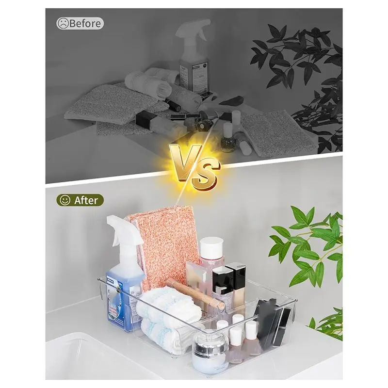 【EFFICIENT 】Clear Pantry Organizer- Storage Box For Kitchen, Bathroom Office- Versatile For Snacks, Crafts Container 3-Pack