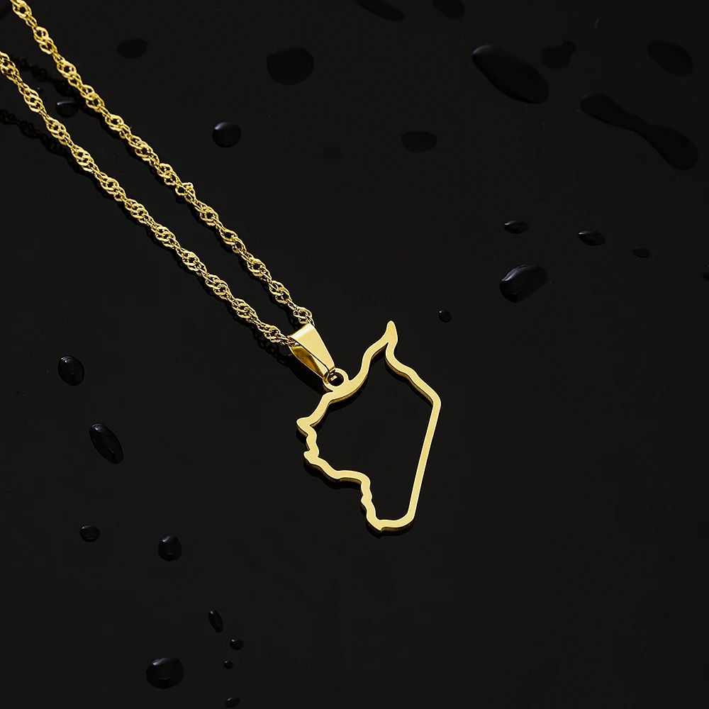 Mode Syrische Arabische Republik Karte Stadt Anhänger Halskette Edelstahl Männer Frauen Ethnische Karten Schmuck Geschenk – Detail 10