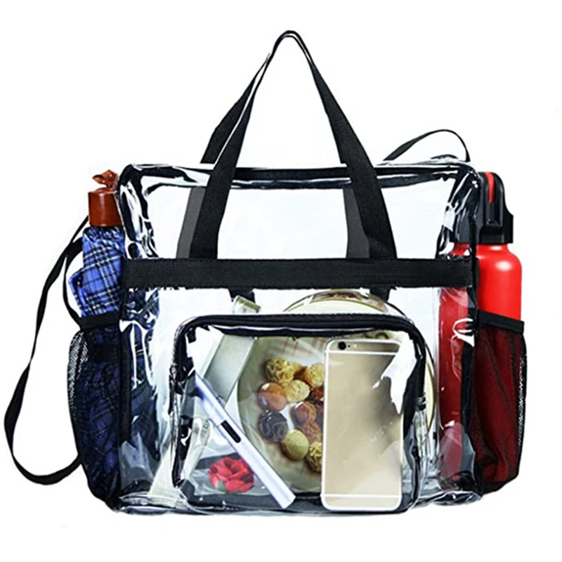 1pc Transparent PVC Handheld Travelling Wash Bag Portable Large Capacity Organiser Handbag Tote Shopping Bag