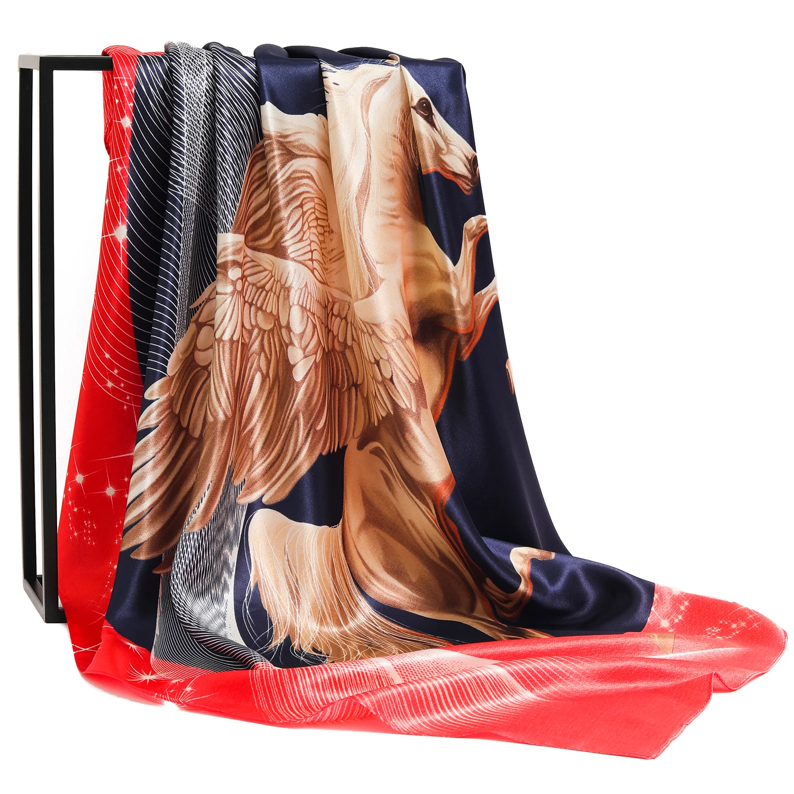 90*90cm Fashion Shawl Scarves Women Floral Print Satin Silk Hijab Female Square Kerchief Head Ladies bandanna muffler foulard