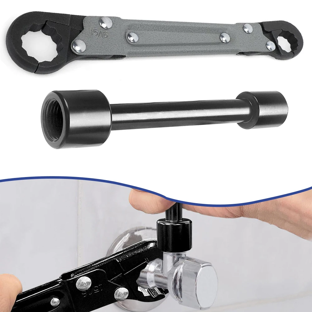 1 Set Plumbing Tools Angle Stop Wrench Kit Angle-on Wrench Professional Plumber Wrench Compression Angle Stops Tool