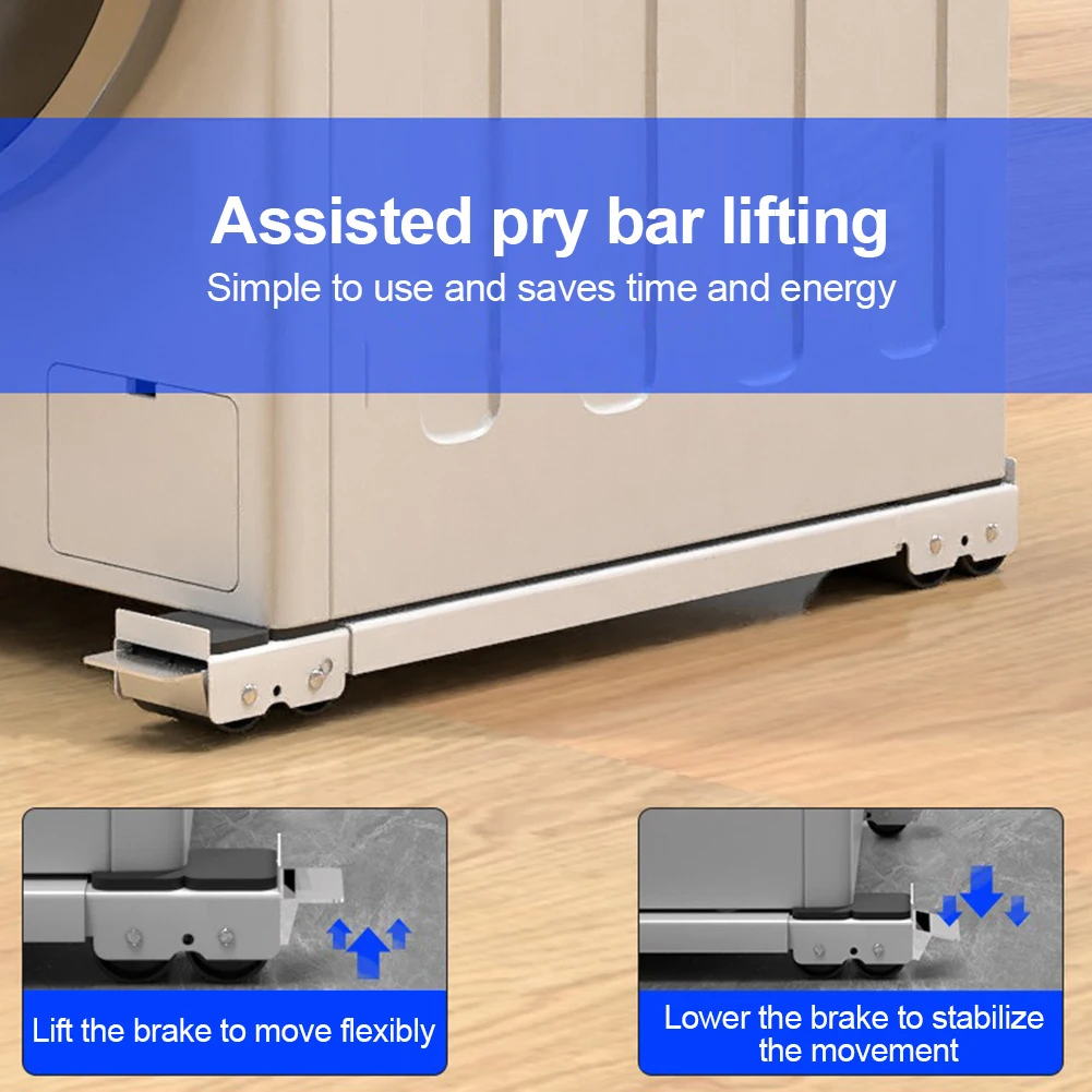 2Pcs Appliance Roller Non Slip Heavy Duty Base Extensible Mobile Roller for Washing Machines Refrigerator