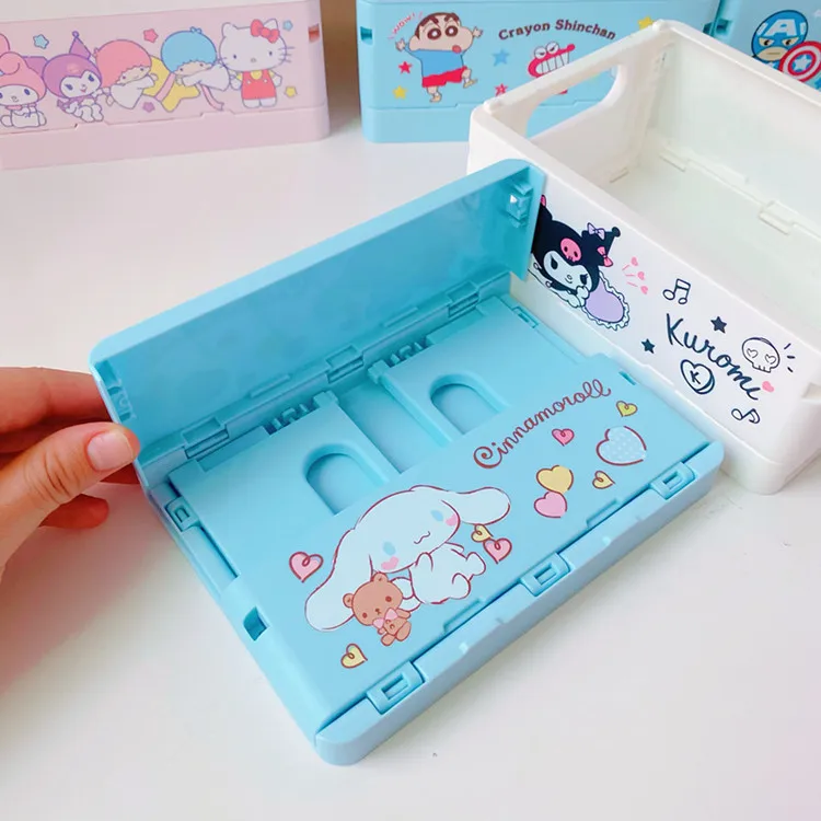 Sanrio Foldable Mini Storage Box Cute Cartoon Hellokitty Melody Desktop Sundry Basket Kawaii Cinnamoroll Cosmetic Storage Box