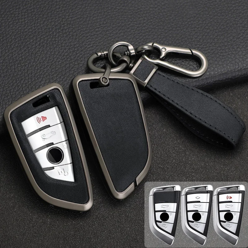 

Zinc Alloy + Leather Car Key Case Cover For BMW X1 X3 X4 X5 F15 X6 F16 G30 1 3 5 7 Series f30 118i 218i 320i G11 F48 F39 520 525