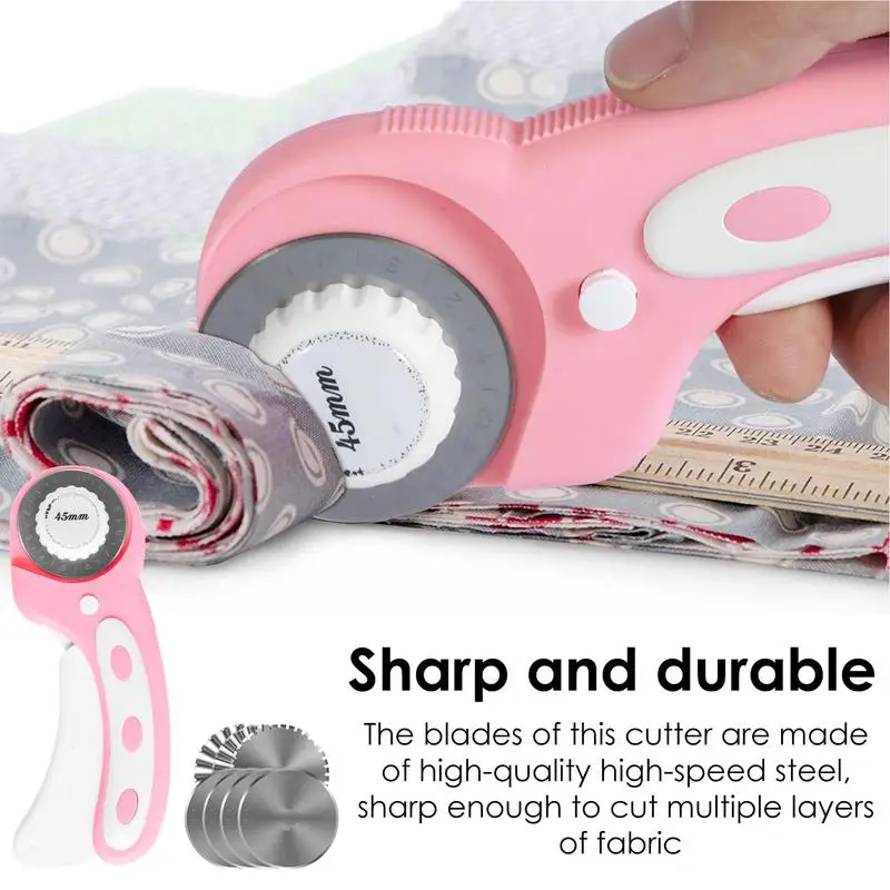 Ergonomic Rotary Cutter 45mm Quilting Rotary Cutters Quick Change Cutter Safety Button For Quilting Applique Bending Seam