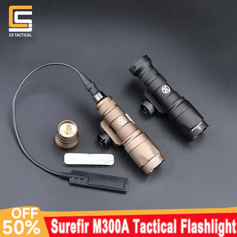 

WADSN Surefir M300A M300 Tacitc Flashlight Mini Weapon Scout Hunting LED Light Fit 20MM Rail Momentary-on Constant-on Tail