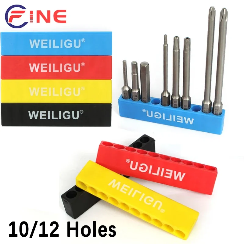 1-5Pcs 10/12 Holes Hex Shank Screwdriver Bit Holder Plastic Screwdriver Head Storage Drill Bit Stand Power Accessories