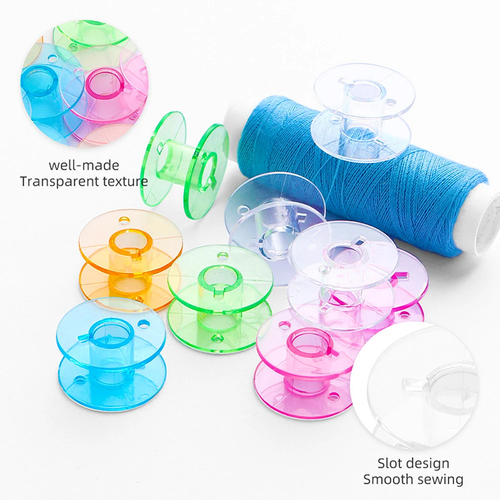 20 PCS/Lot Plastic Transparent Colorful Sewing Machine Spools Home Sewing Tool Empty Spool Bobbins Sewing Machines Accessories