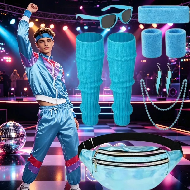 Women's 80s To 90s Suit Party Accessories Disco Jacket Long Pants Set Women's Men's Carnival Sportswear and Accessories