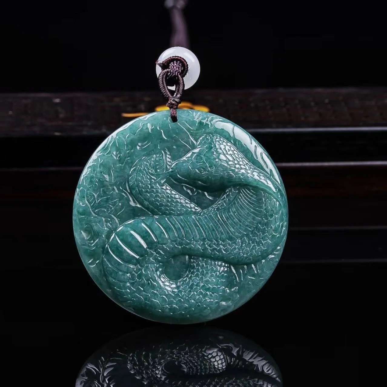 

Myanmar Jadeite Snake Pendant Necklace Designer Real Jewelry Gifts for Women Burmese Jade Carved Amulet Vintage Charm