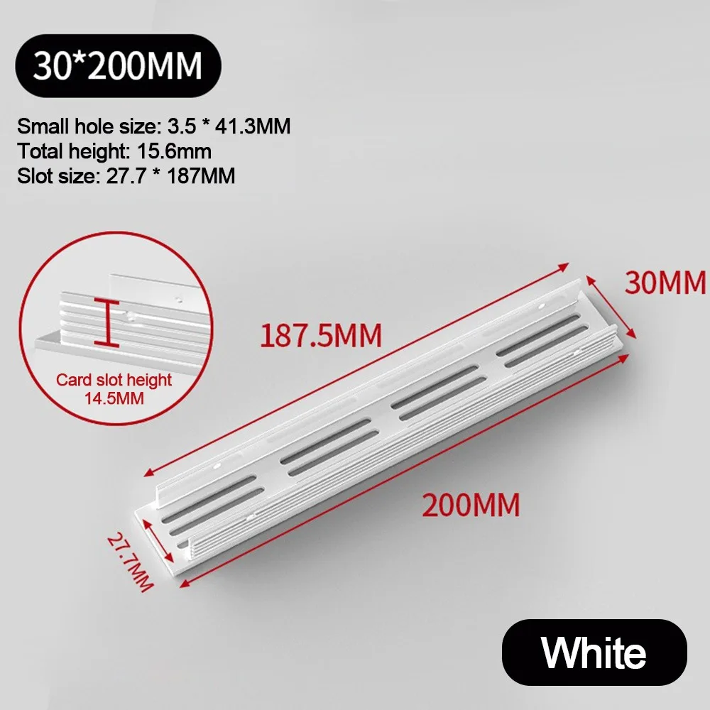 Aluminum Alloy Cabinet Breather Hole Cover Rectangle Breathable Mesh Ventilator Grille Cover 30mm Wide Wardrobe Air Vent Decor