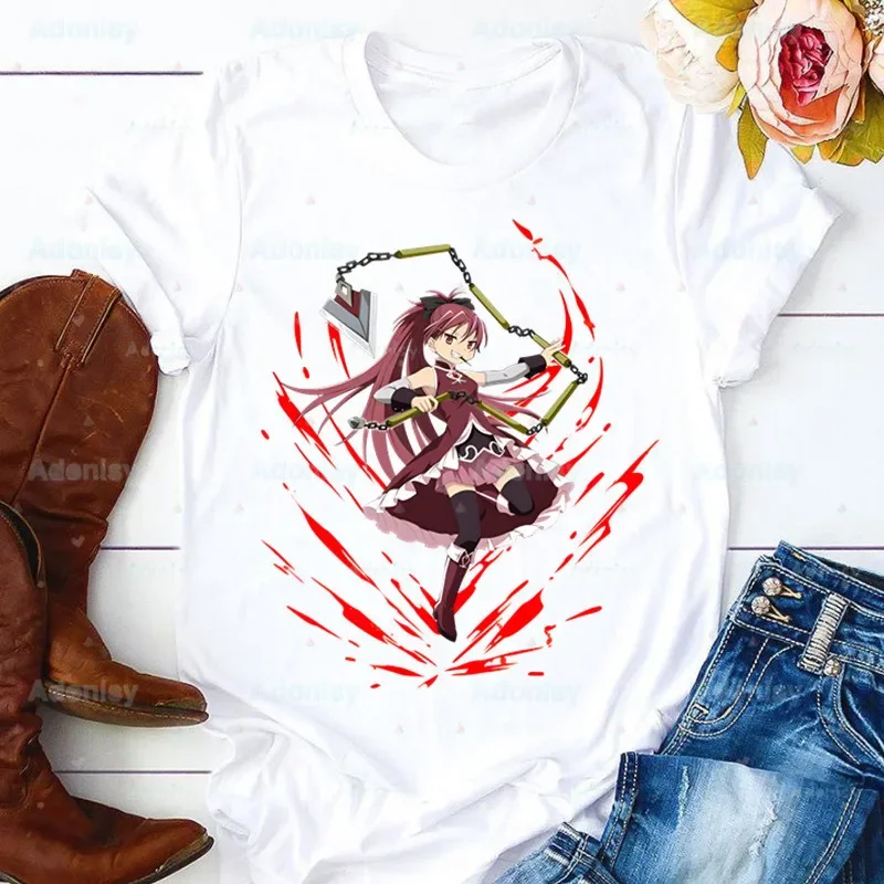 Madoka Magica Puella Magi Women T Shirt Girl Harajuku Mahou Shoujo Kyubey Homura Hakemi Kaname Mami Graphic Tops Kawaii T-shirt