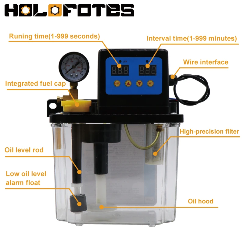 Imagem -02 - Cnc Lubrication Pump System Kit Bomba de Lubrificação Eletromagnética Saída de Óleo para Máquinas-ferramentas Cnc 1l 2l Ac220v mm mm