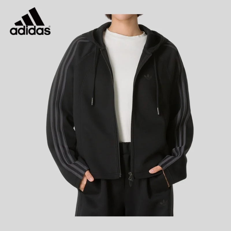Adidas/Adidas White Knitted Women's Clothing 26 Autumn New Sports Hooded Jacket Jacket LD8332