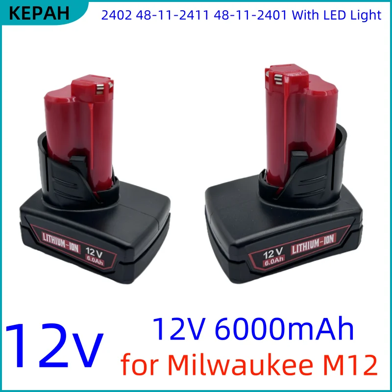 FOR Milwaukee m12 battery 6AH,5AH M12HB3,M12HB4 M12HB5 🏆M12-18FC charger48-11-2402 48-11-2411 FOR m1