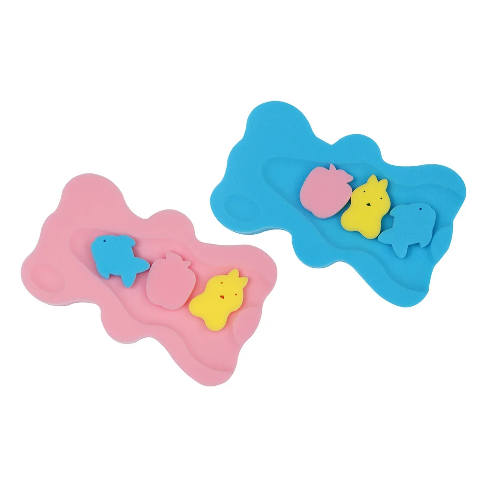 

2Pcs Baby Bathing Mat Soft Supple Cushion Non-Skid Newborn Sponge Infant Bath Support Breathable Sponge Mat Bath Supplies